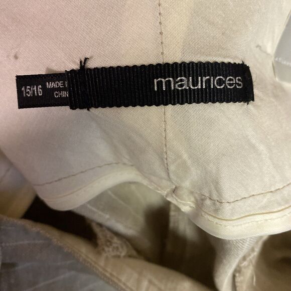 Maurices Women's Linen Blend Capri Pants Belted‎ 15/16 Pin Stripped - Picture 5 of 7
